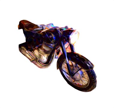 Motosiklet görüntüleme rengi izole edilmiş sanat antika retro
