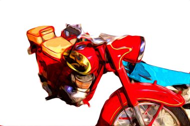 Motosiklet görüntüleme rengi izole edilmiş sanat antika retro