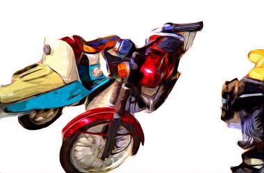Motosiklet görüntüleme rengi izole edilmiş sanat antika retro