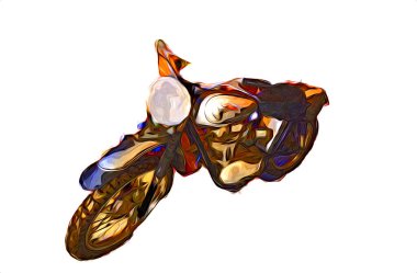 Motosiklet görüntüleme rengi izole edilmiş sanat antika retro