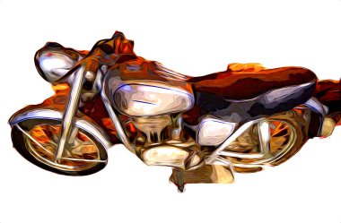 Motosiklet görüntüleme rengi izole edilmiş sanat antika retro