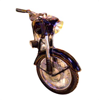 Motosiklet görüntüleme rengi izole edilmiş sanat antika retro