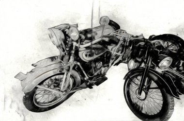 İkinci Dünya Savaşı 'ndan beri izole edilmiş beyaz bir geçmişi olan eski bir askeri motosiklet.