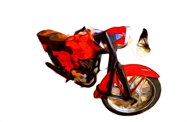Motor Cykel Llustration Färg Isolerad Konst Vintage Retro — Stockfoto