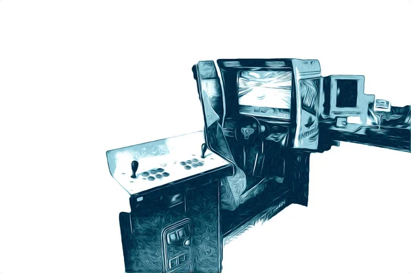 Máquina Juego Arcade Retro Colorido Con Diseño Abstracto Ilustración Pintura — Foto de Stock