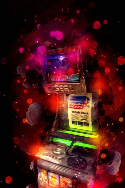 Bunte Retro Arcade Spielmaschine Mit Abstraktem Design Illustration Farbe — Stockfoto