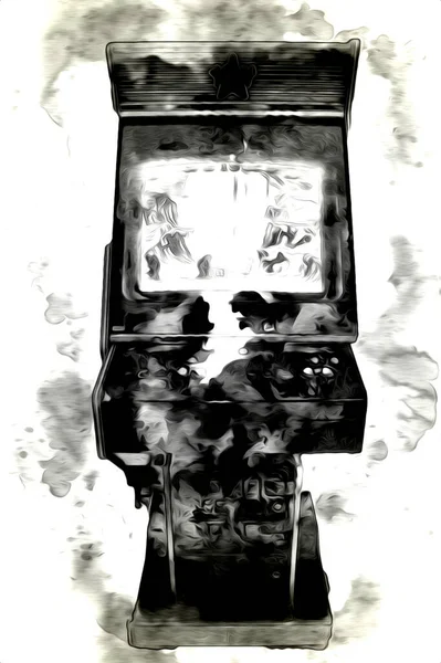 Барвиста Ретро Аркадна Ігрова Машина Абстрактним Дизайном Ілюстрацією Фарбою — стокове фото