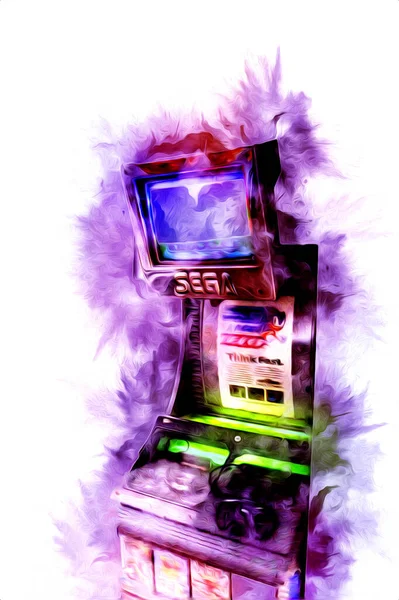 Färgglada Retro Arkad Spel Maskin Med Abstrakt Design Illustration Färg — Stockfoto