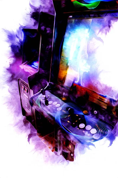 Máquina Jogo Arcade Retro Colorido Com Design Abstrato Ilustração Pintura — Fotografia de Stock