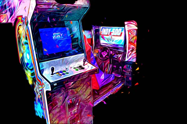 Bunte Retro Arcade Spielmaschine Mit Abstraktem Design Illustration Farbe — Stockfoto