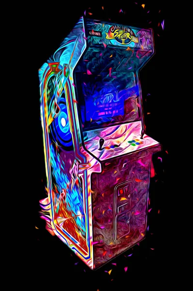 Bunte Retro Arcade Spielmaschine Mit Abstraktem Design Illustration Farbe — Stockfoto