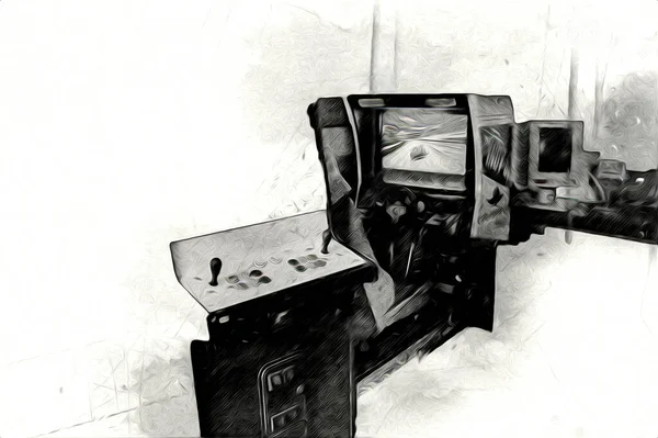 Máquina Juego Arcade Retro Colorido Con Diseño Abstracto Ilustración Pintura —  Fotos de Stock