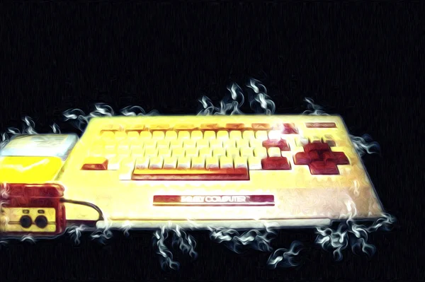Retro Computer Gaming Controllers Een Heldere Witte Achtergrond Illustratie — Stockfoto