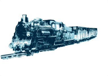 Eski buharlı lokomotif motoru antika