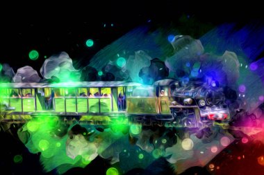 Eski buharlı lokomotif motoru antika