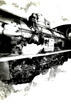 Eski buharlı lokomotif motoru antika