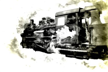 Eski buharlı lokomotif motoru antika