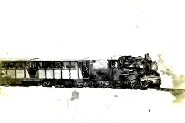 Eski buharlı lokomotif motoru antika