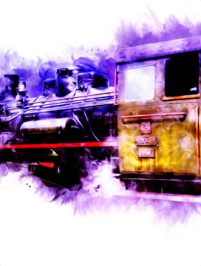 Eski buharlı lokomotif motoru antika