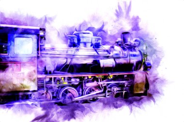 Eski buharlı lokomotif motoru antika