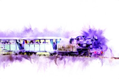 Eski buharlı lokomotif motoru antika