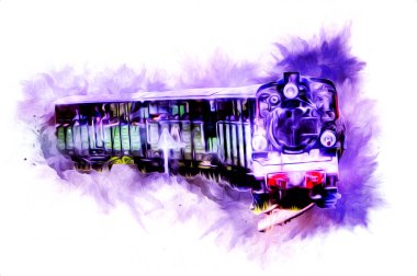 Eski buharlı lokomotif motoru antika