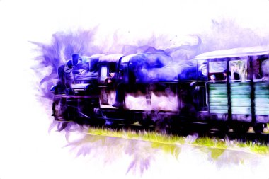 Eski buharlı lokomotif motoru antika