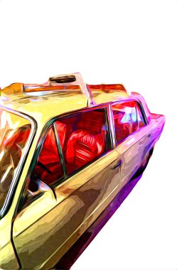 Klasik Retro Klasik Eski Araba Çizimi