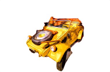 Klasik Retro Klasik Eski Araba Çizimi