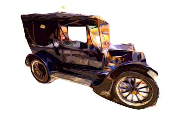 Klasik Retro Klasik Eski Araba Çizimi