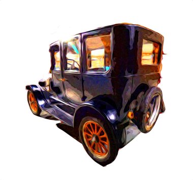 Klasik Retro Klasik Eski Araba Çizimi