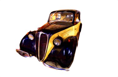 Klasik Retro Klasik Eski Araba Çizimi