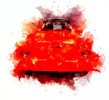 Klasik Retro Klasik Eski Araba Çizimi