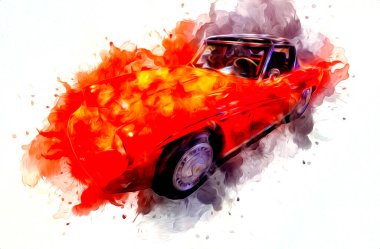 Klasik Retro Klasik Eski Araba Çizimi