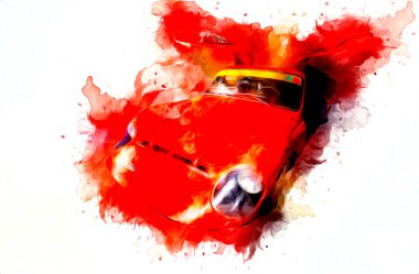 Klasik Retro Klasik Eski Araba Çizimi