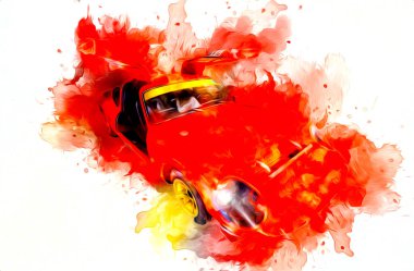 Klasik Retro Klasik Eski Araba Çizimi