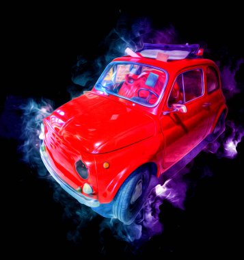 Klasik Retro Klasik Eski Araba Çizimi