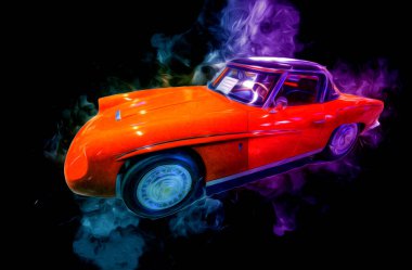 Klasik Retro Klasik Eski Araba Çizimi