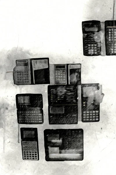 古いデジタル電卓のイラスト ドローイング ペイント アート — ストック写真