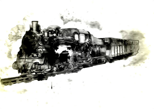 старый паровоз ретро-винтажный
