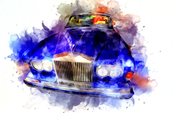 Vintage Retro Classic Old Car Illustration — Stock Photo, Image