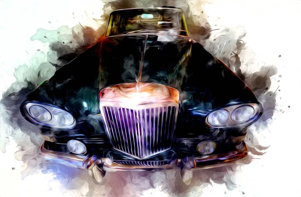 Vintage Retro Clássico Velho Carro Ilustração — Fotografia de Stock