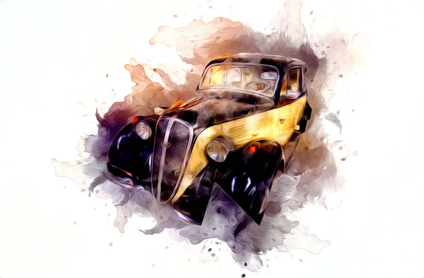 Vintage Retro Classic Old Car Illustration — Stock Photo, Image