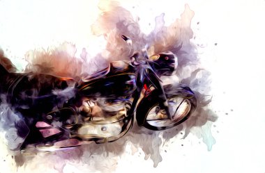 Motosiklet görüntüleme rengi izole edilmiş sanat antika retro