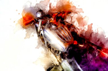 Motosiklet görüntüleme rengi izole edilmiş sanat antika retro