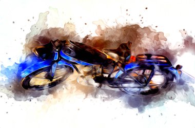 Motosiklet görüntüleme rengi izole edilmiş sanat antika retro