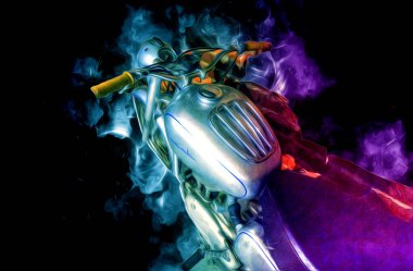 Motosiklet görüntüleme rengi izole edilmiş sanat antika retro