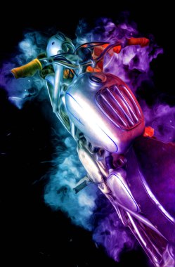 Motosiklet görüntüleme rengi izole edilmiş sanat antika retro