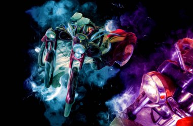 Motosiklet görüntüleme rengi izole edilmiş sanat antika retro