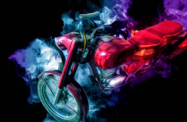 Motosiklet görüntüleme rengi izole edilmiş sanat antika retro